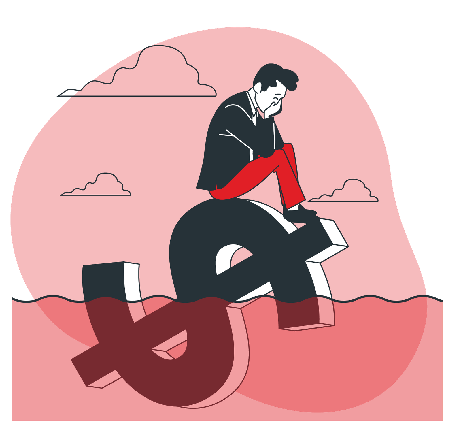 Man on top of dollar sign illustration-01