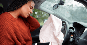  woman with injury from airbag social