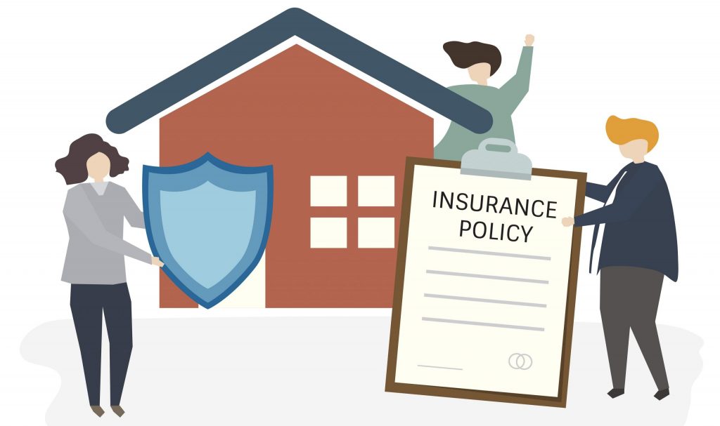 illustration people home insurance policy